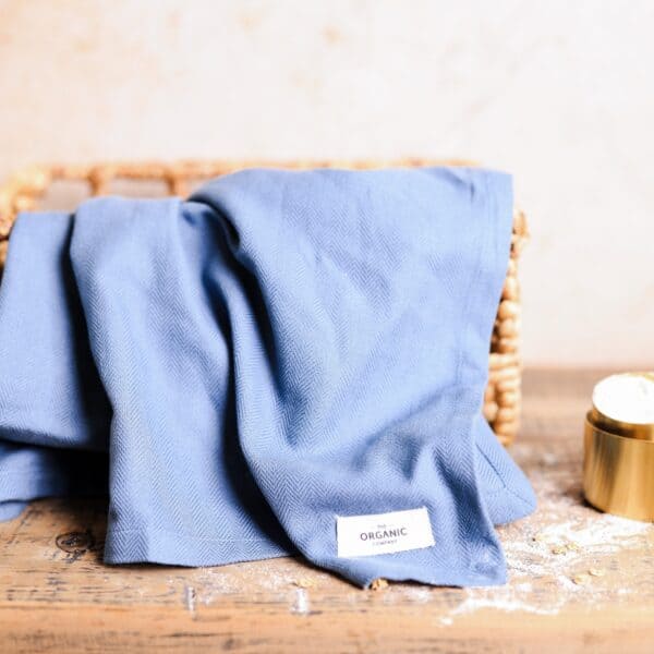 The Organic Company Grey Blue Kitchen Towel