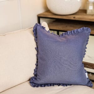 Also Home Oli Aegean Blue Ruffle Cushion 40x40cm