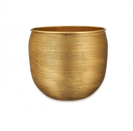Nkuku Tembesi Antique Brass Etched Planter - Large