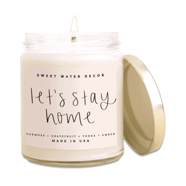 Let's Stay Home Soy Candle In Glass Jar