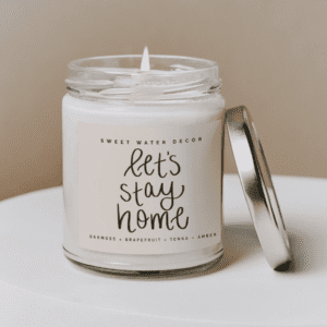 Let's Stay Home Soy Candle In Glass Jar
