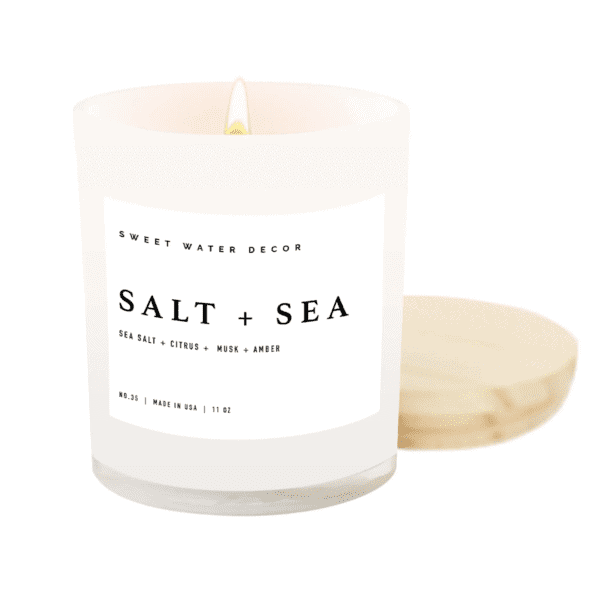 Salt and Sea Soy Candle In White Jar