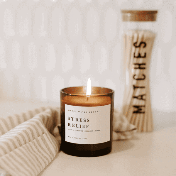 Stress Relief Soy Candle In Amber Jar