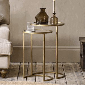 Nakuru Iron & Glass Side Table Set - Brass