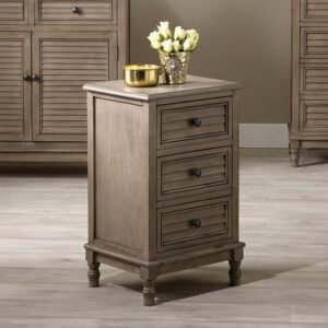 Taupe Wood Colonial Louvred 3 Drawer Cabinet