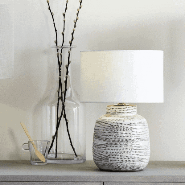 ALINA WHITE DOT DESIGN SMALL STONEWARE TABLE LAMP