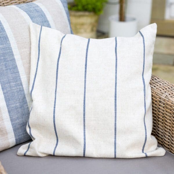 Rustic Linen Blue Stripe Cushion