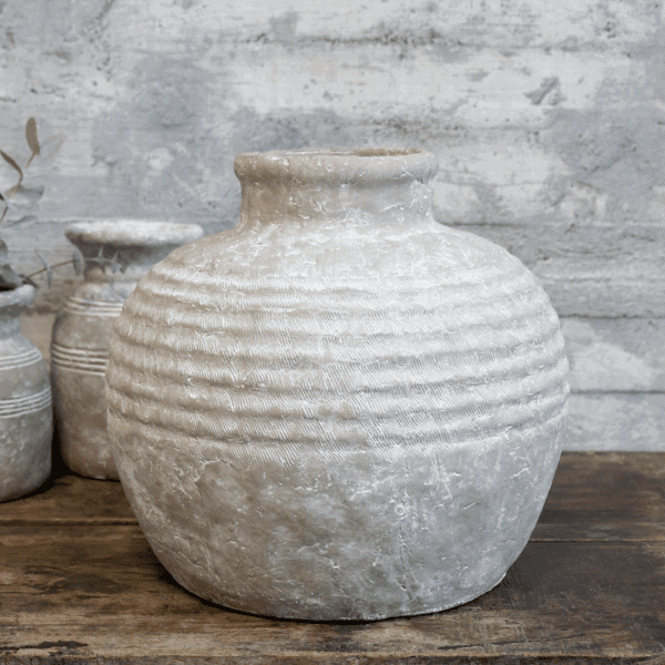 Chic Antique Grey Textured Vase