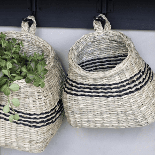 Chic Antique Basket With Stripes - Small