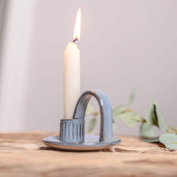 Silver Mushroom Wee Willy Winkee Candle Holder - Dusty Blue