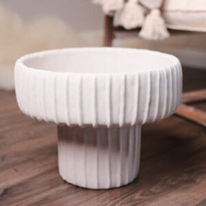 Light & Living Maja White Ribbed Decor Vase