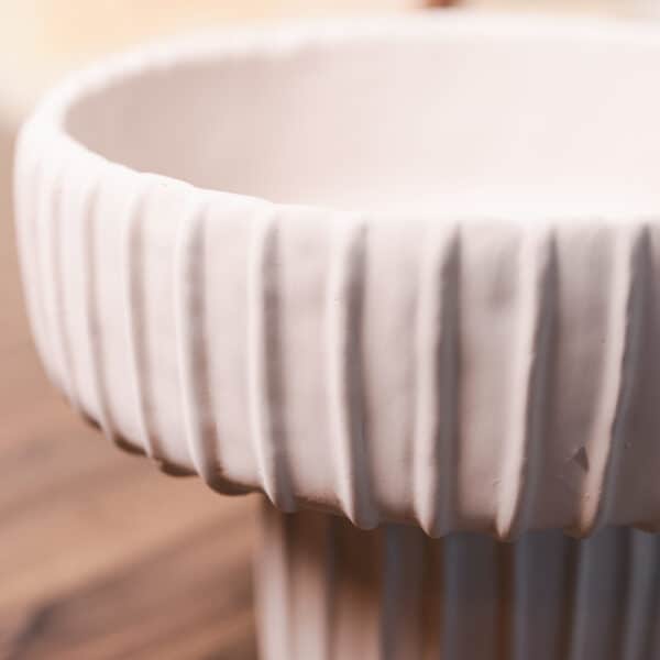 Light & Living Maja White Ribbed Decor Vase