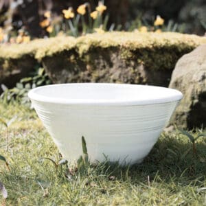 Silver Mushroom Label Distressed Ceramic Bowl
