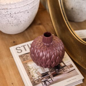 Lindform Relief Astrid Small Dark Red Vase 15cm. Coloured Home Accessories. 