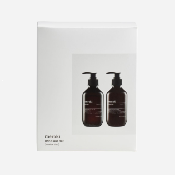 Treat your loved ones with the luxurious gift box from Meraki. Inside, you'll find their certified organic Meadow Bliss hand soap and hand lotion.