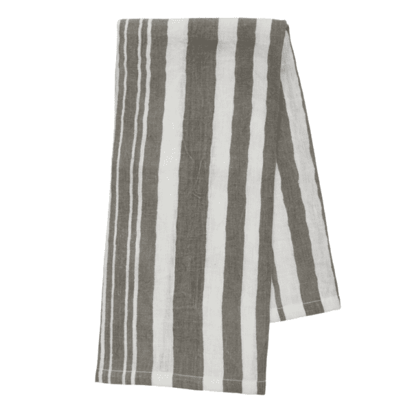 striped white and grey tea towel