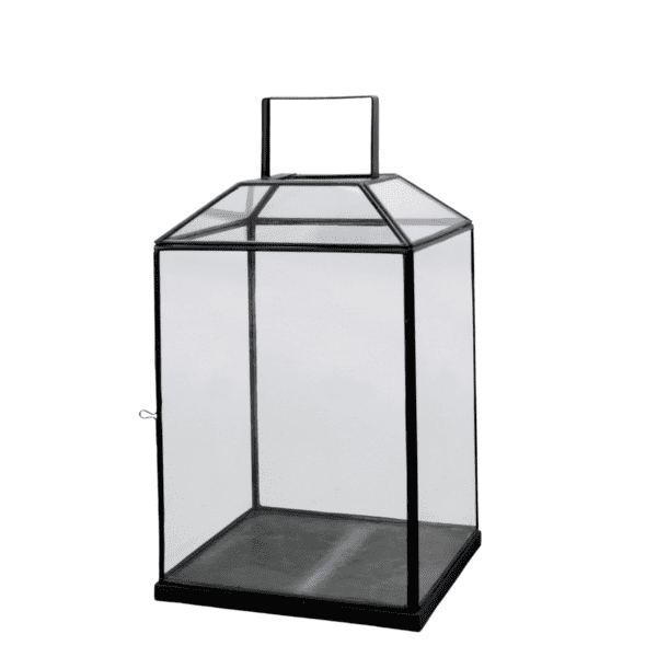 black glass lantern on a white background