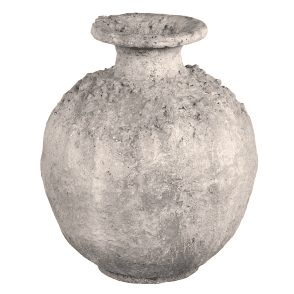 Stoneware vase against a white background