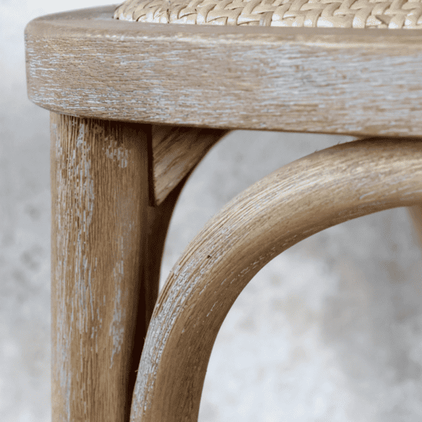 White washed wood on a bar stool.