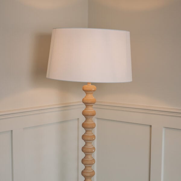 Silver Mushroom Label Wooden Jacques Table Lamp with Shade