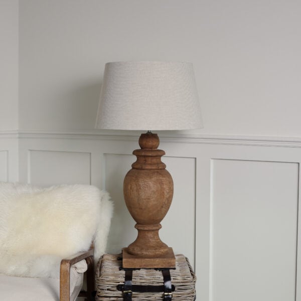 Silver Mushroom Label Wooden Fredrick Table Lamp with Shade