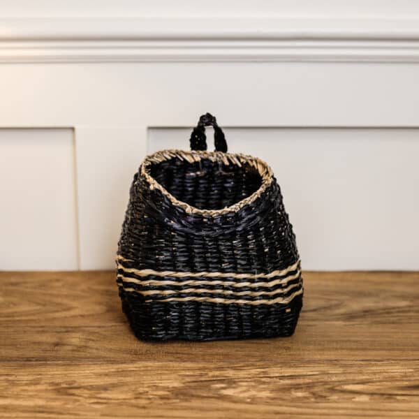A stylish seagrass basket that is the ideal storage solution. Black with a neutral coloured stripe.