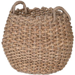 This water hyacinth/ jute basket is the ideal storage solution.Whether used to store books, toys, blankets or firewood, it ensures to make a pretty yet practical addition to the home.