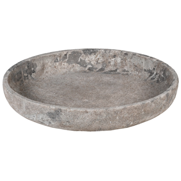 A stone effect distressed bowl, handmade from cement. Introduce some rustic charm into your home with this striking statement piece.