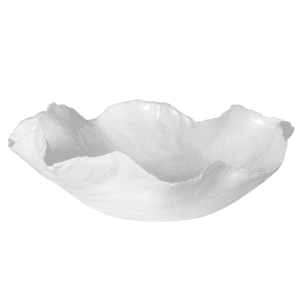 White wavy ceramic bowl. Handmade by skilled artisans.