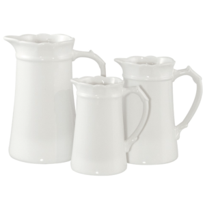 Set of 3 white ceramic jugs