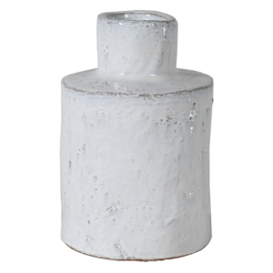 This white stoneware vase boasts a slim, elegant form that captures the essence of organic beauty.
