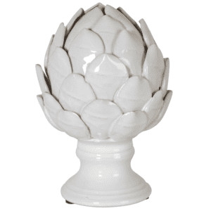 A ceramic artichoke on stand decor piece.