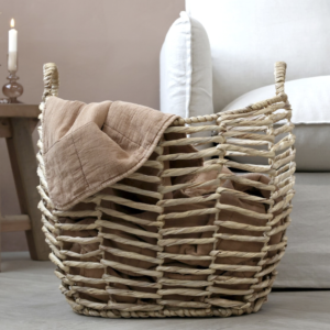 Stylish storage basket made from water hyacinth. Store anything from blankets to books and logs.