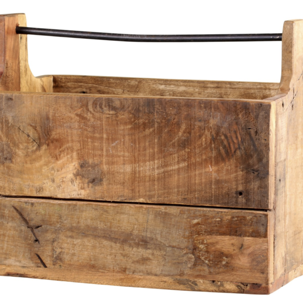 This grimed box is a stylish storage solution for the home. Store household essentials or firewood.