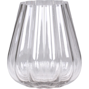 This Glass Vase with Grooves is a stunning addition that combines both modern simplicity with subtle texture.