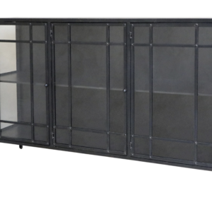 Showcase your favourite pieces in style with this beautiful antique black display cabinet.