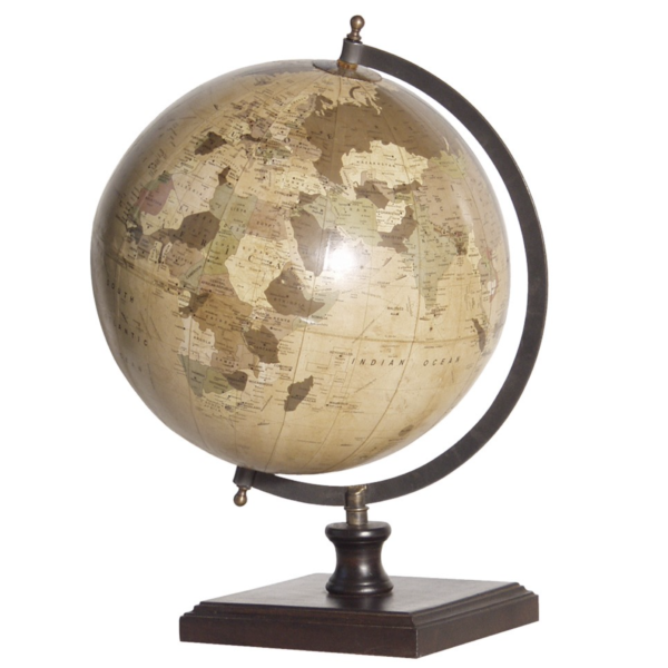 World globe made from mango wood and finished in a neutral colour way. It makes a stylish yet educational addition to your home.