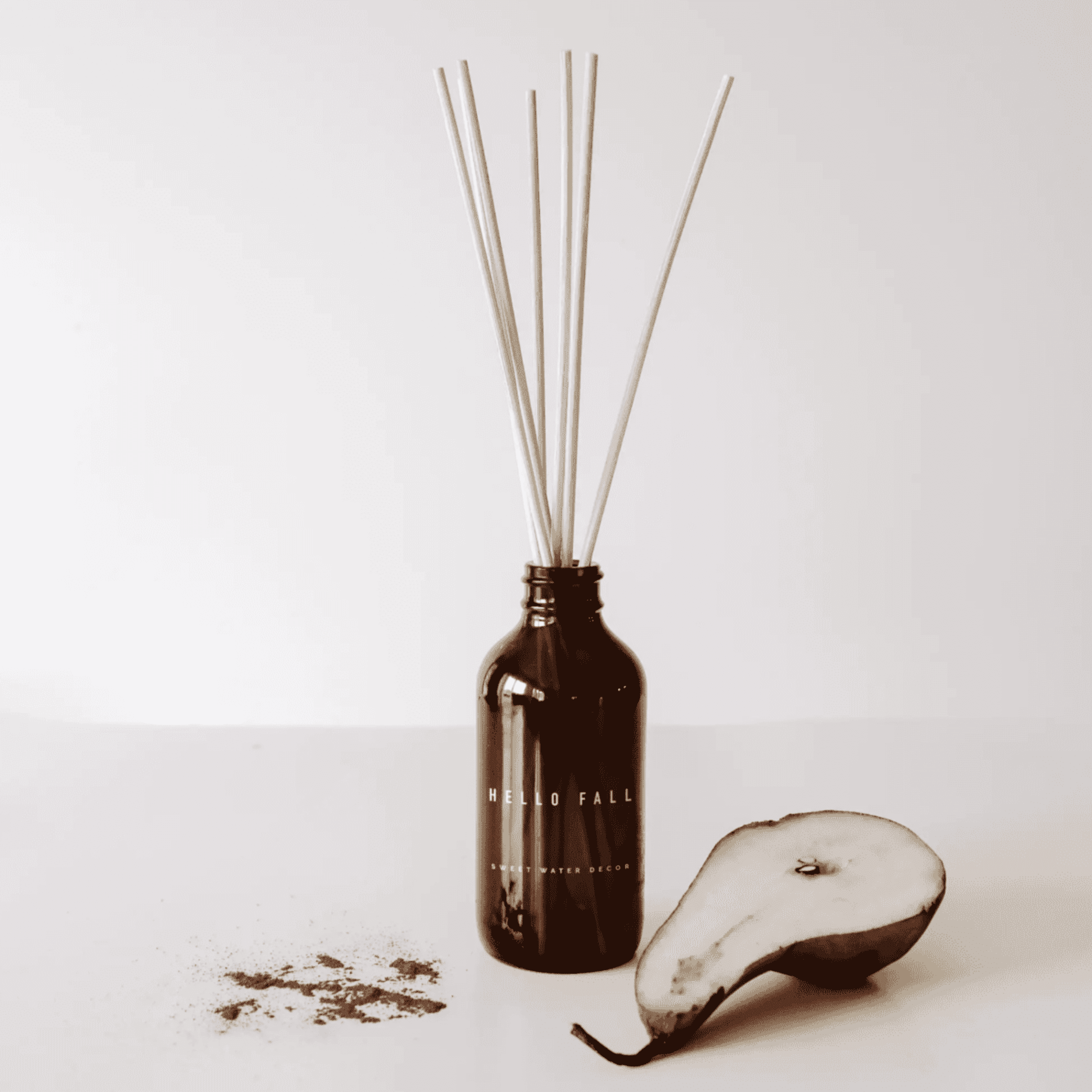 A beautiful reed diffuser in an amber bottle. Warm and inviting aromas of cinnamon, apples, and cloves fill the air. You pour yourself a cup of hot cider. Hello, Fall!
