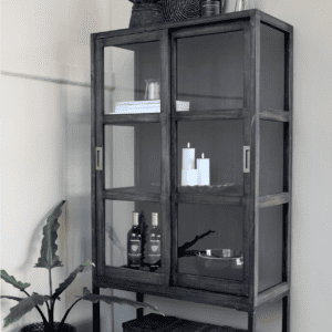 Silver Mushroom Abe Display Cabinet with Sliding Doors