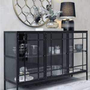 Silver Mushroom Ezra Iron and Glass Display Cabinet