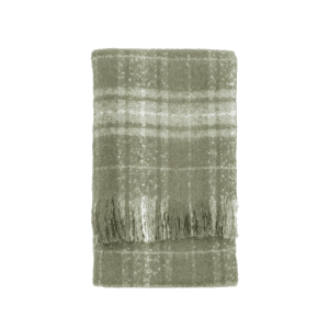 Soft and comfy this green check faux mohair throw with tactile fringing detail will bring a cosy charm to your space.