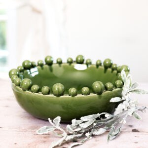 Botanical Green Bobble Bowl. Coloured home accessories.
