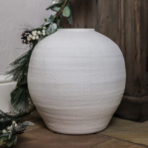 Silver Mushroom Penelope Round Textured Vase - Pure White