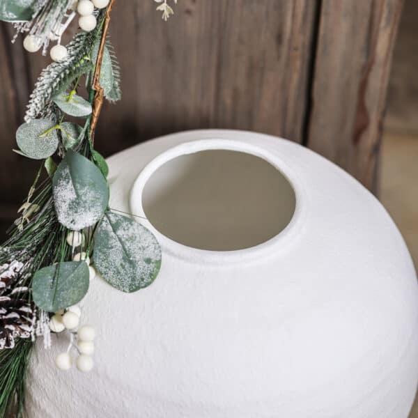 Silver Mushroom Penelope Round Textured Vase - Pure White