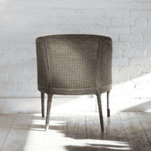 Silver Mushroom Ivory & Rattan Occasional Chair