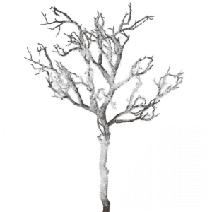A faux twig branch topped with snow. Crafted with lifelike perfection, its ideal for the upcoming season.
