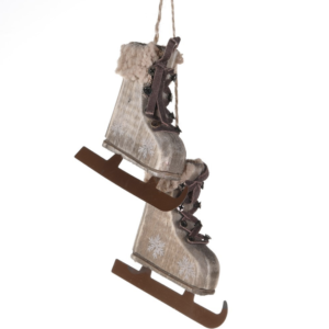 These mini hanging ice skates make a wonderful addition to your christmas tree. Made from pine wood.