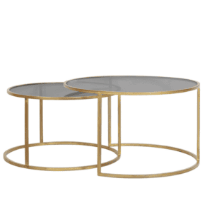 Duarte Set of Two Antique Gold Smoked Glass Coffee Table