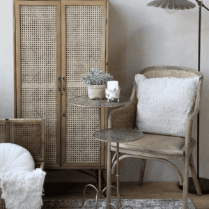 Chic Antique Old French Chair With Wicker Seat