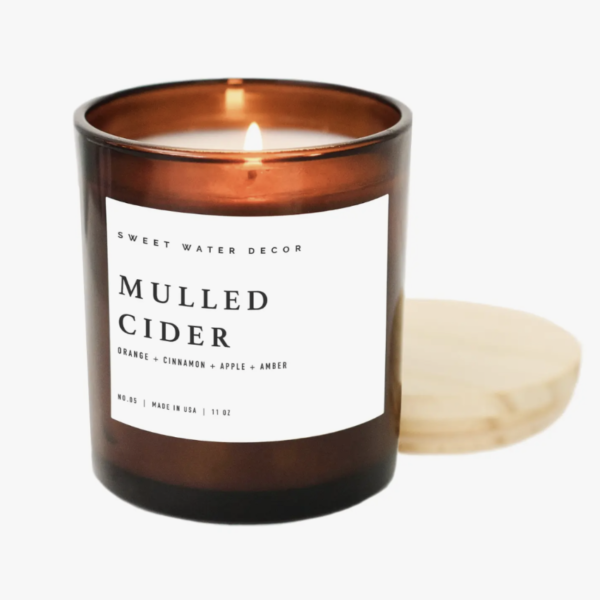 Mulled Cider Soy Amber Candle Product image & lid